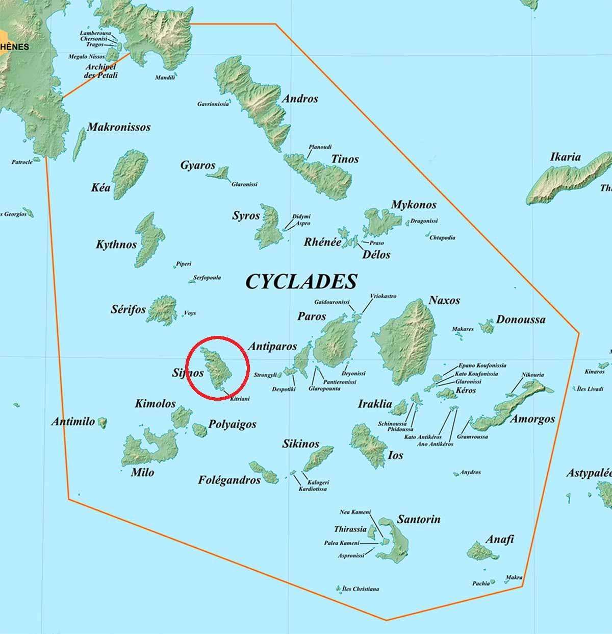 Carte de Cyclades et l'emplacement de Sifnos